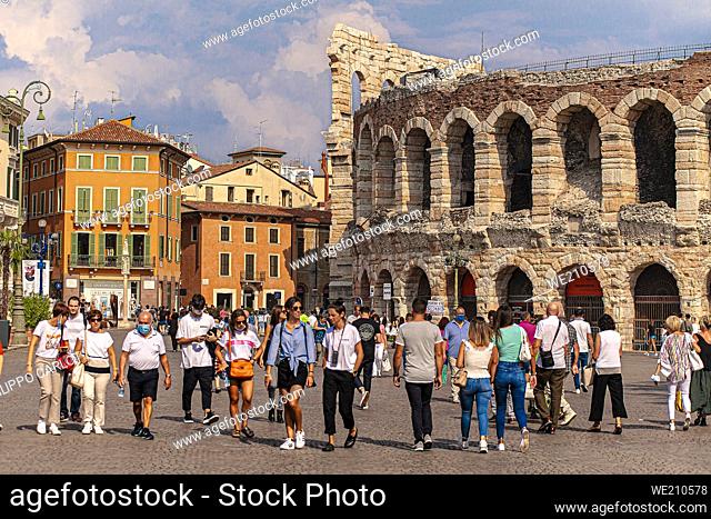 VERONA, ITALY 10 SEPTEMBER 2020: View of Arena of Verona in Italy