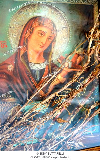Image of the Virgin Mary with the crucified Jesus in her arms, Holy Monastery of St. John the Theologian, Greek Orthodox Church, Lipsi village