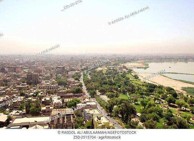 Aerial photo of the city of Baghdad, and shows where residential complexes. The city of Baghdad, capital of Iraq