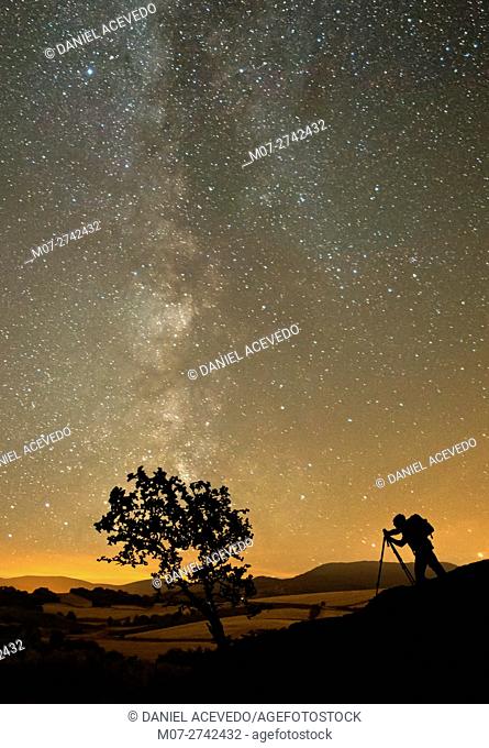Milky Way around Rioja Alta Wine region, Spain, Europe