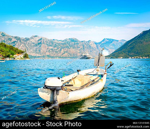 Fishing boat in the bay of Kotor in Perast