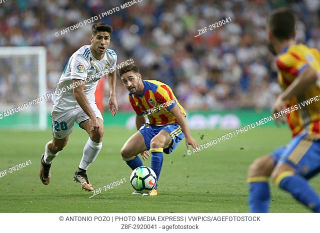 Maro Asensio. LaLiga Santander matchday 2 between Real Madrid and Valencia. The final score was 2-2, Marco Asensio scored twice for Real Madrid
