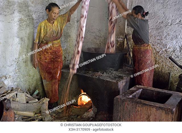 rinsing stage in dyeing process, Kidang Mas Batik House, Lasem, Java island, Indonesia, Southeast Asia