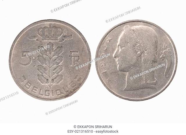 1950 Belgium 5 francs coin