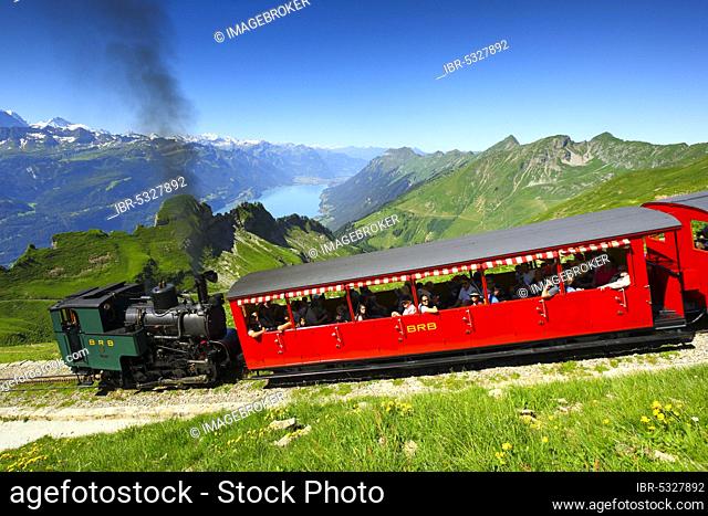 Brienz Rothorn Railway, view from the Brienz Rothorn, Lake Brienz, Bern, Bernese Oberland, Switzerland, Europe