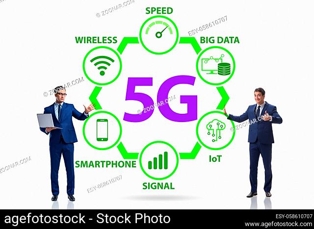 Concept of 5g fast networks with the businessman