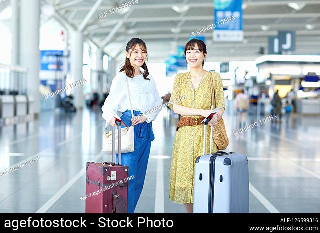 Japanese women at the airport