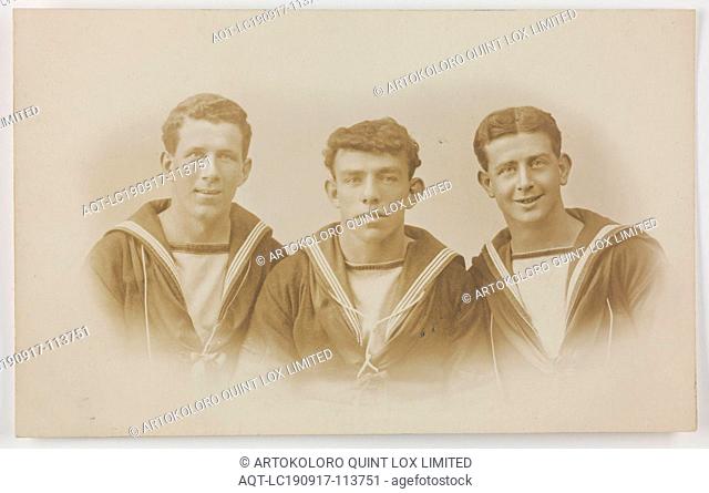 Photograph - HMAS Australia, Portrait of Three Seaman, Plymouth, 1914-1918, One of 63 postcards contained in an album that was owned by Cliff Nowell
