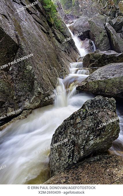 Just below Upper Georgiana Falls in Lincoln, New Hampshire USA during the spring months. These falls are located along Harvard Brook and are also referred to as...