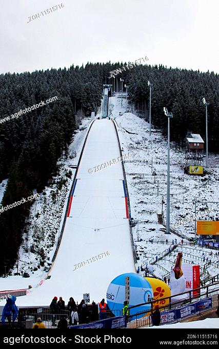 Die Schanze bestens präpariert - Wegen Windboen musste die Qualifikation für das FIS-Weltcup Skispringen in Titisee Neustadt abgesagt werden