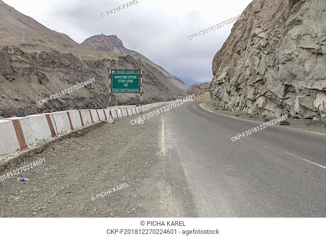 A typical warning road signs along the Ladahkhi roads in Ladakh, Jammu and Kashmir, India, July 6, 2018. (CTK Photo/Karel Picha)