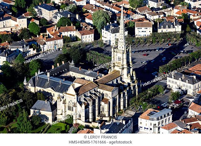 France, Vendee, Lucon, Notre Dame de l'Assomption cathedral (aerial view)