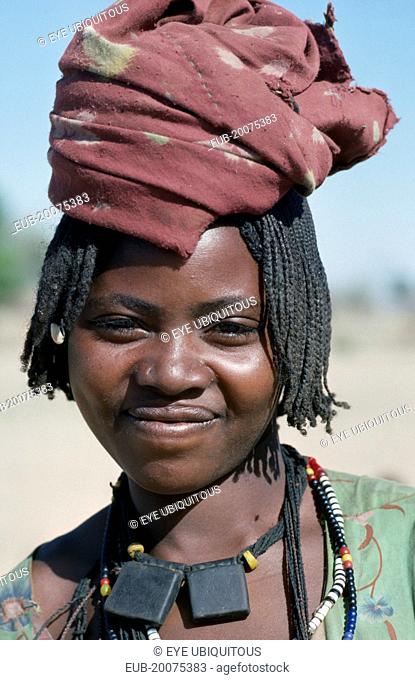 Head and shoulders portrait of Chadian refugee woman