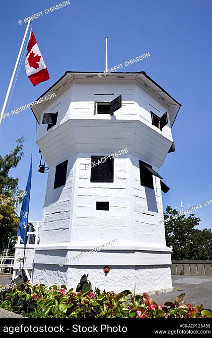 Nanaimo Bastion is a historic fortification and landmark that currently serves as a tourist information office. Nanaimo, Vancouver Island, British Columbia