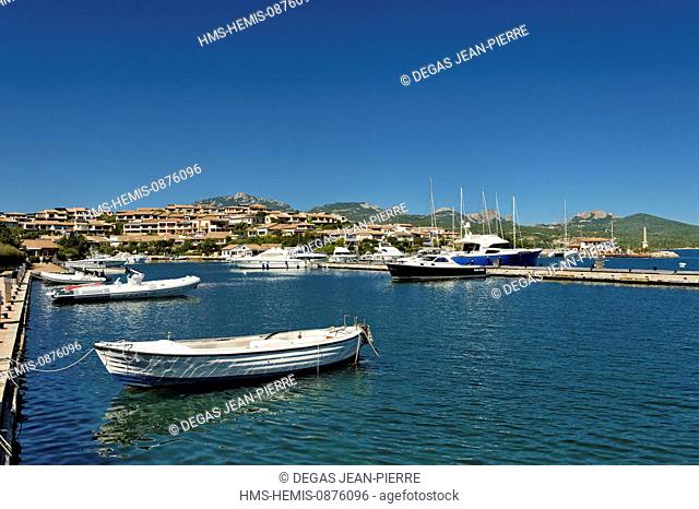 Italy, Sardinia, Olbia Tempio Province, the Emerald Coast (Costa Smeralda), Porto Rotondo, main tourist marina of the island with luxury yachts and sailboats