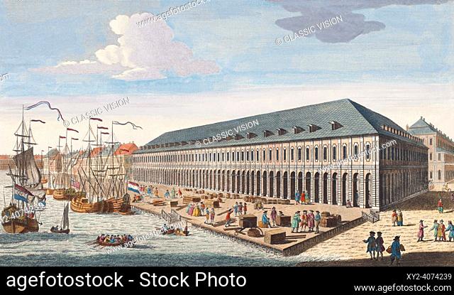 View of the Exchange and the Warehouses at St. Petersburg, Russia. After an 18th century work by an unidentified artist