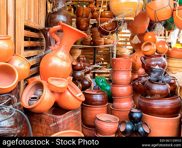 terracotta pots at the market in Cuenca Ecuador