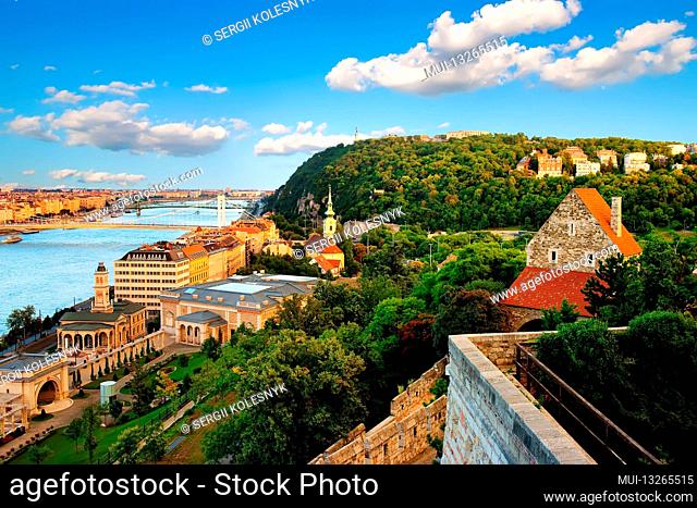 View on Gellert Hill and Elizabeth bridge in Budapest