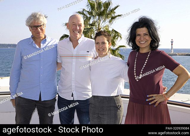 Cannes, France - October 17, 2022: MIPCOM / MIPJUNIOR with TV Producer Shabnam Rezaei (r), Sonia Bonspille Boileau, Jason Brennan and Nicola Merola from Canada