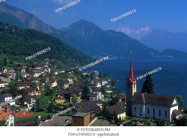 view, village, alps, swiss, panoramic