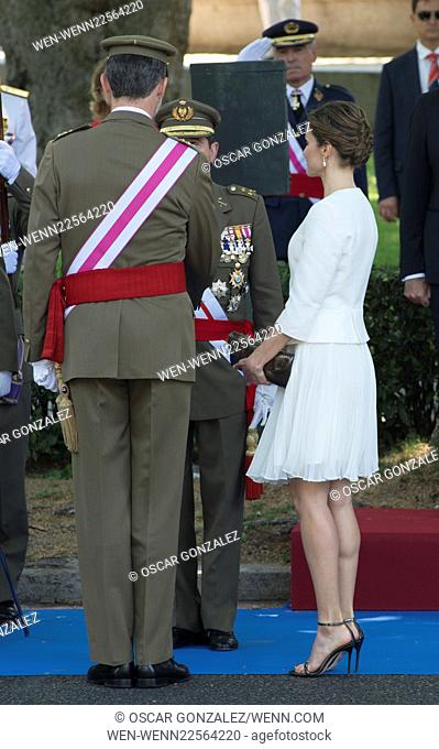King Felipe VI and Queen Letizia of Spain attend Spanish National Day Military Parade in Madrid Featuring: Felipe VI of Spain, Letizia of Spain Where: Madrid