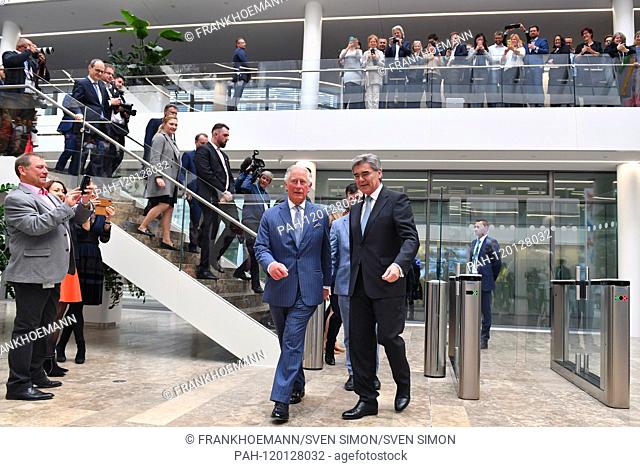 Prince Charles and Siemens Management Chairman Joe KAESER at Siemens headquarters. Visit of the Prince of Wales and the Duchess of Cornwall in Munich on 09