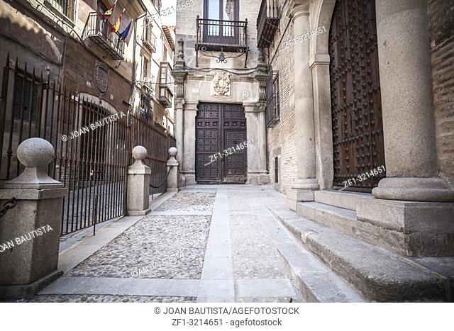 Old street and buildings in historical center of Toledo, Castilla- La Mancha, Spain