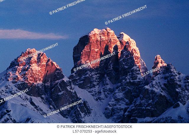 Sextener Dolomiten, view from Monte Agudo, near Auronzo. South Tyrol. Italy