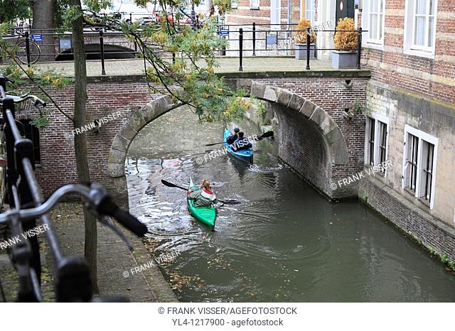 Canoe in the canal, Utrecht, Netherlands