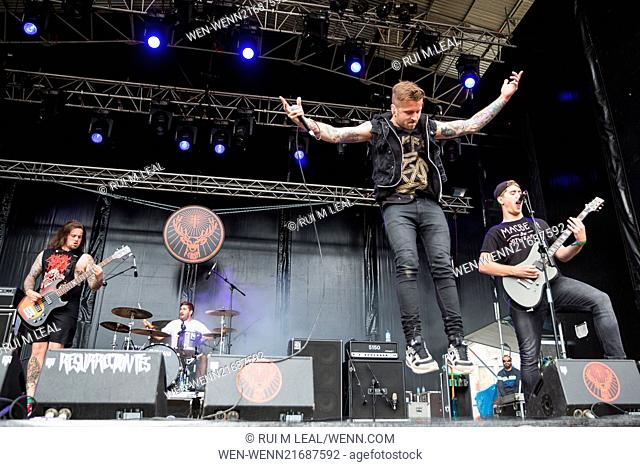 Viveiro, SPAIN: Bury Tomorrow performing live on the 3rd and last day of Festival Resurrection Fest in Viveiro, Saturday, Ago. 2, 2014