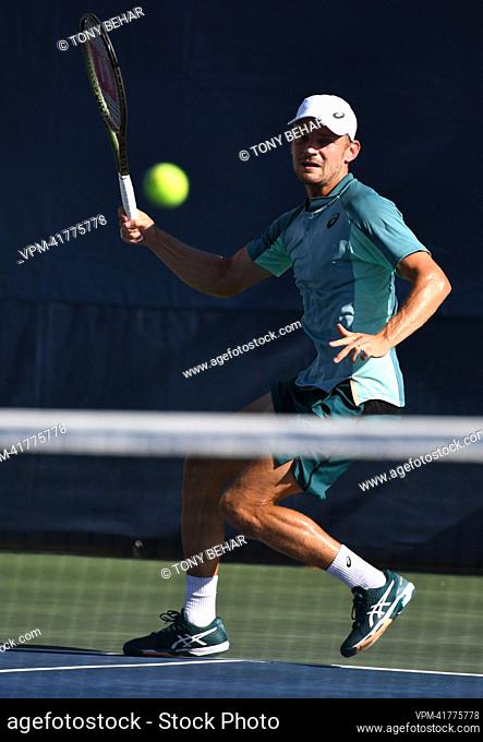 Belgian David Goffin pictured in action during the match between Belgian Goffin and Italian Musetti in the first round of the men's singles tournament