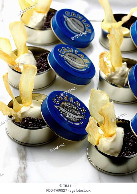 Individual portion of caviar