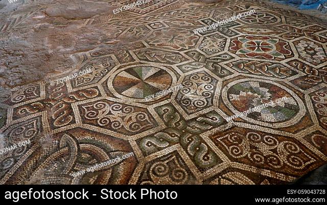 Mosaic floor. Roman mosaic in the oldest city in Europe. Depiction, civilisations