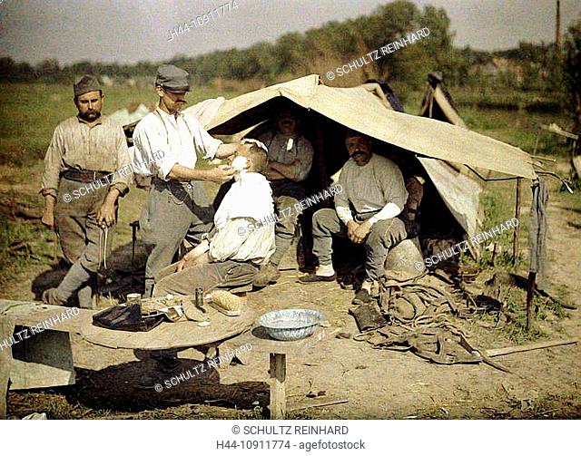 War, Europe, world war I, 1917, Europe, world war, color photo, Autochrome, F. Cuville, western front, department Aisne, France, Soissons, military camp