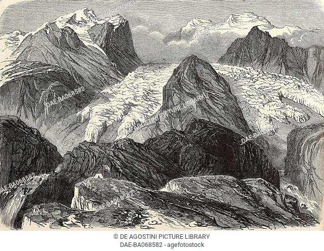 The Tiefenbach Glacier, Austria, illustration from L'Illustration, Journal Universel, No 922, Volume 36, October 27, 1860