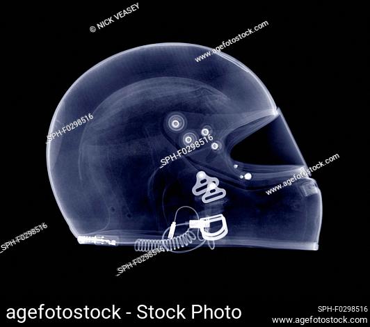 Motorcycle helmet from side, X-ray