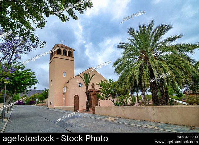 Cabo de Gata Natural Park in Almeria, Spain, Europe. Spectacular landscapes. Church of Rodalquilar
