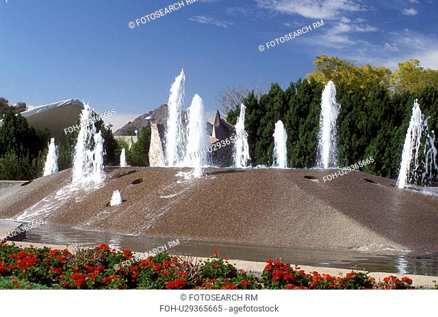fountain, Scottsdale, Arizona, AZ, Fountain at Scottsdale Civic Center and Mall in downtown Scottsdale