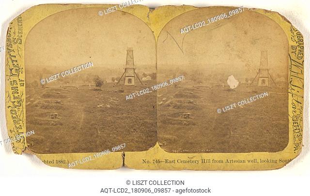 East Cemetery Hill from Artesian well, looking South; William H. Tipton (American, 1850 - 1929, active Gettysburg, Pennsylvania); 1882; Albumen silver print