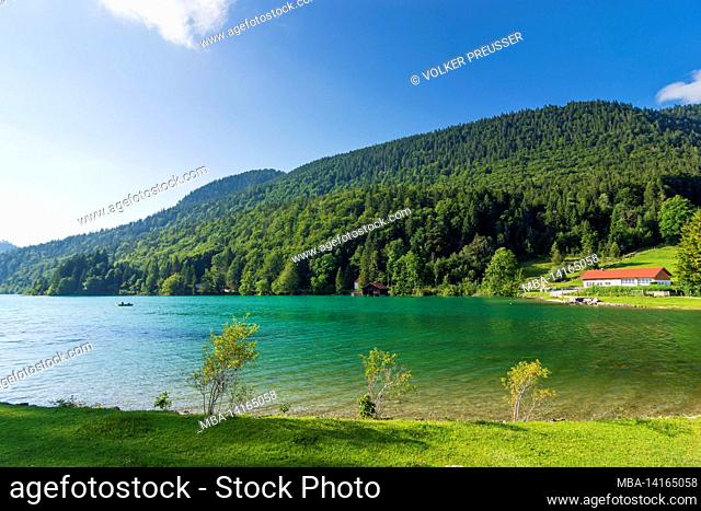 walchensee (lake walchen), hamlet sachenbach in upper bavaria, bavaria, germany