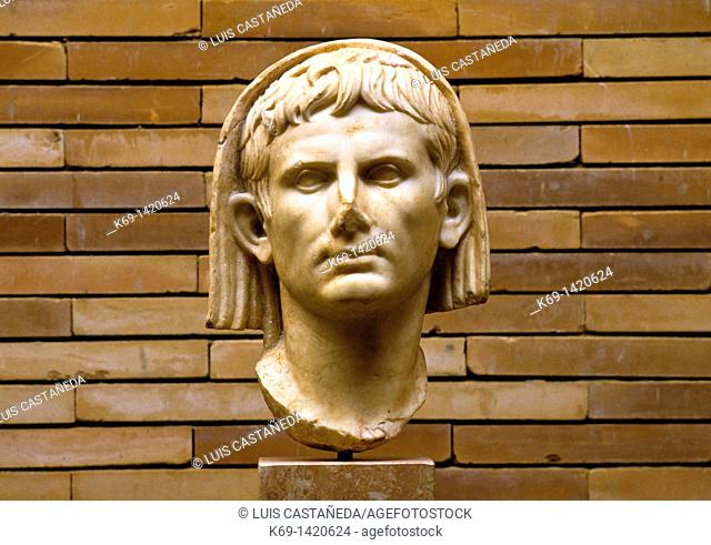 Veiled Head of Emperor Cesar Augustus Roman Art Museum Merida Badajoz Spain