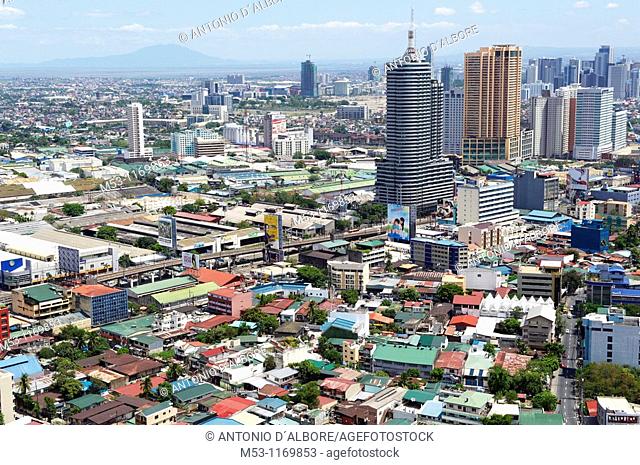 Aerial view of Metro Manila toward west seen taken from the top of a building site located in Mandaluyong City  Metro Manila  The Philippines