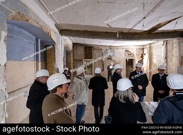 10 March 2023, Saxony-Anhalt, Naumburg: Guests at the symbolic start of construction of the former Bishop's Curia into the ""World Heritage Center"" at the...