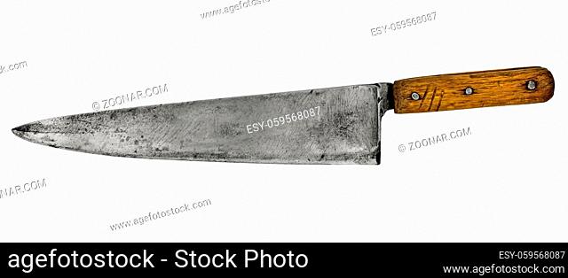 vintage chef kitchen knife isolated over white, clipping path