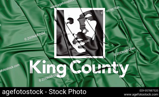 3D Flag of King County (Washington State), USA. 3D Illustration