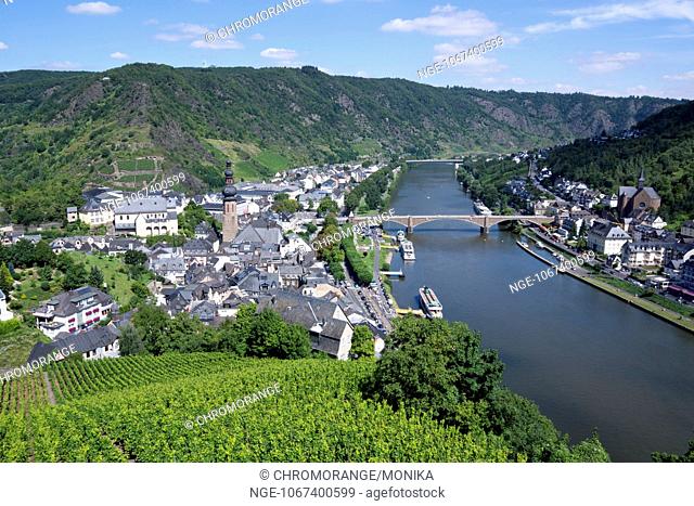 Cochem and the Moselle River, seen from the castle, Cochem, Moselle, district Cochem Zell, Rhineland Palatinate, Germany, Europe