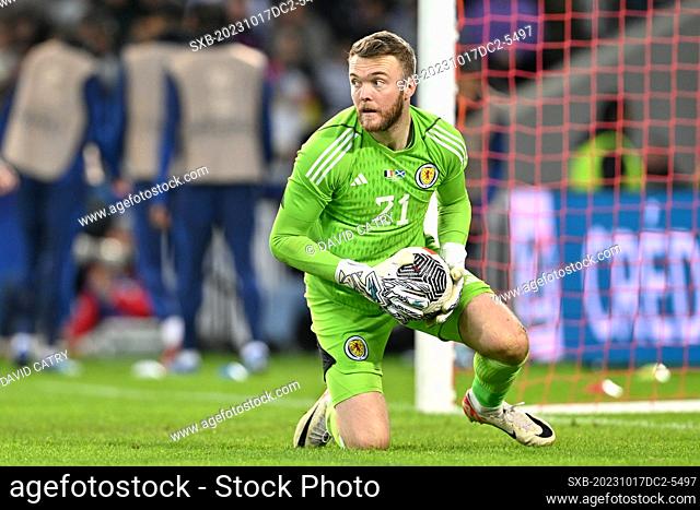 goalkeeper Zander Clark (21) of Scotland pictured during a soccer game between the national teams of France and Scotland in friendly game, on October 17