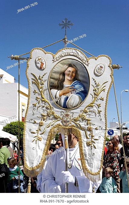 Easter Sunday procession at the end of Semana Santa Holy Week, Ayamonte, Andalucia, Spain, Europe