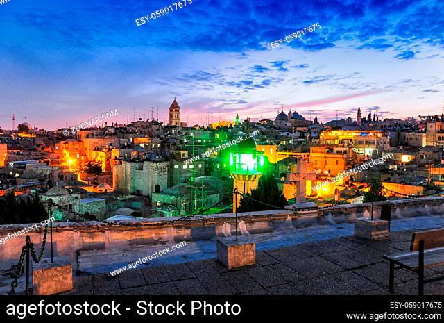 The old town of Jerusalem in the evening hours