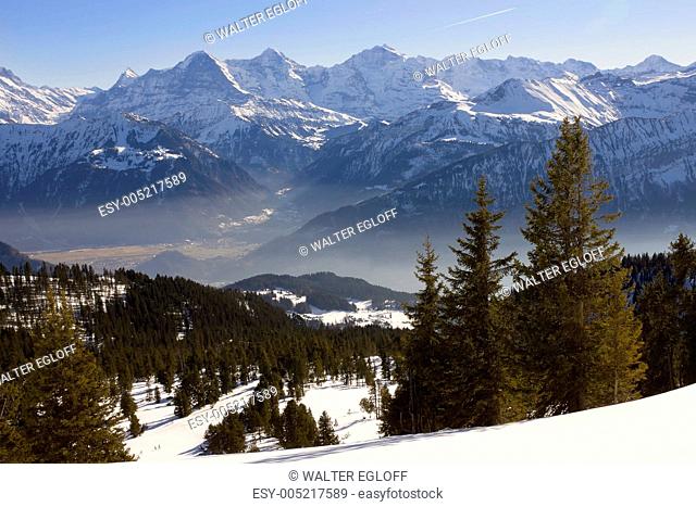 Eiger Mönch Jungfrau Panorama von Beatenberg aus gesehen